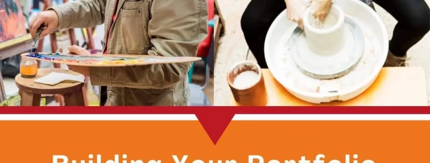 Building Your Art Portfolio for Art School Applications. New blog post! A photo of an art student painting and another art student creating a ceramic bowl.