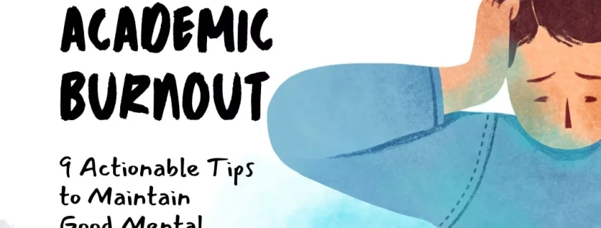 How to Prevent Academic Burnout - 9 Actionable Tips to Maintain Good Mental Health. Image of a boy being overwhelmed by his homework on his computer.