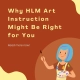 Why HLM Art Instruction Might Be Right for You. Read more now! Image of an artist holding a palette and paintbrush with a smile on her face.