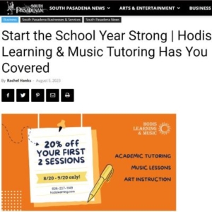 Start the School Year Strong | Hodis Learning & Music Tutoring Has You Covered